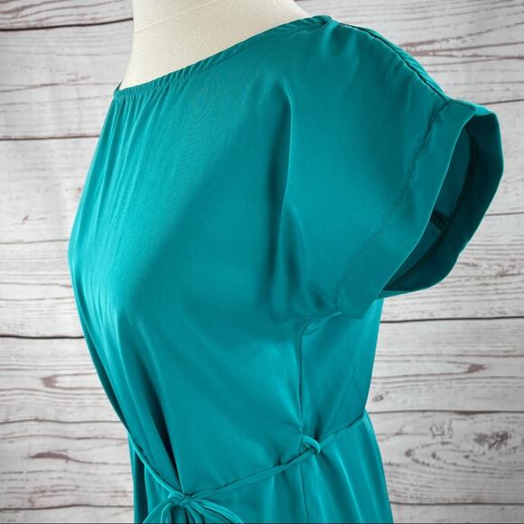 Paisley and Ivy teal blouse silky with thin tie belt - Picture 6 of 10